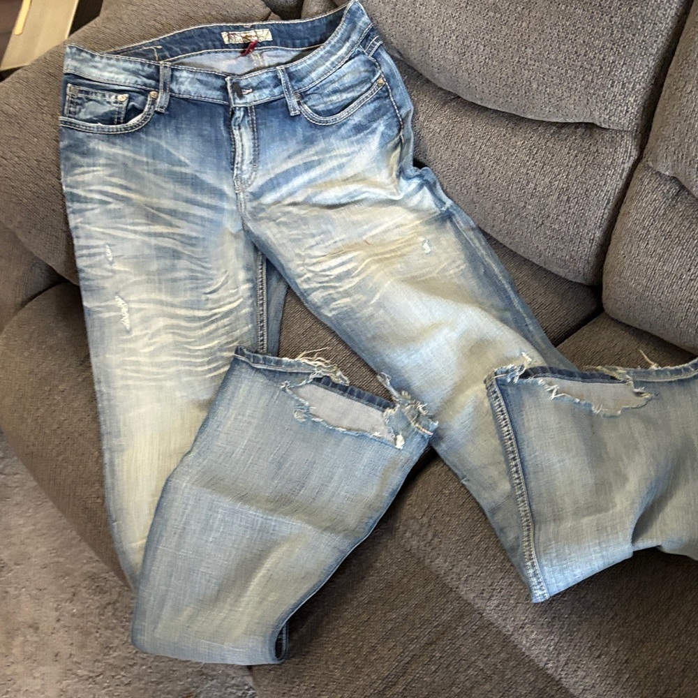 BKE Light Blue Distressed Boyfriend Jeans